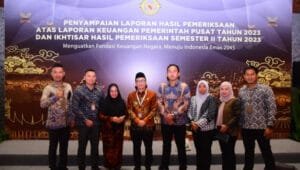 Pj Bupati Mesuji Saksikan Penyampaian LKPP Tahun 2023 Bersama Presiden Jokowi